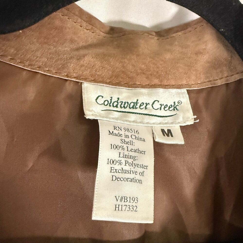 Coldwater Creek Leather Jacket Women's Medium Brown 3 Button Front Pockets - Picture 8 of 11